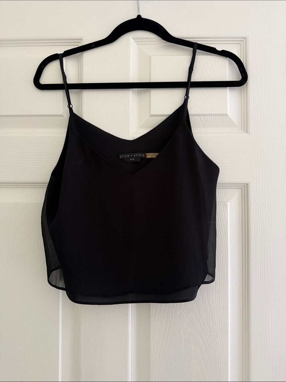 Alice + Olivia Black Spaghetti-Strap V-Neck Camisole